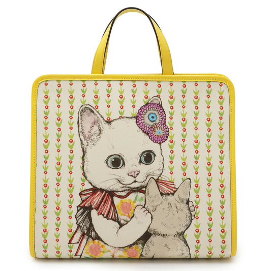 Gucci Canvas Enamel Yuko Higuchi Cat Tote Bag