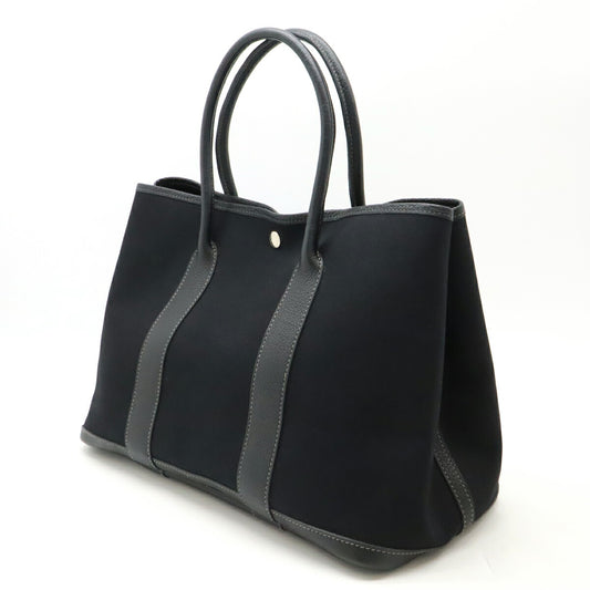 Hermes Garden Party PM Tote Bag Canvas Leather Black