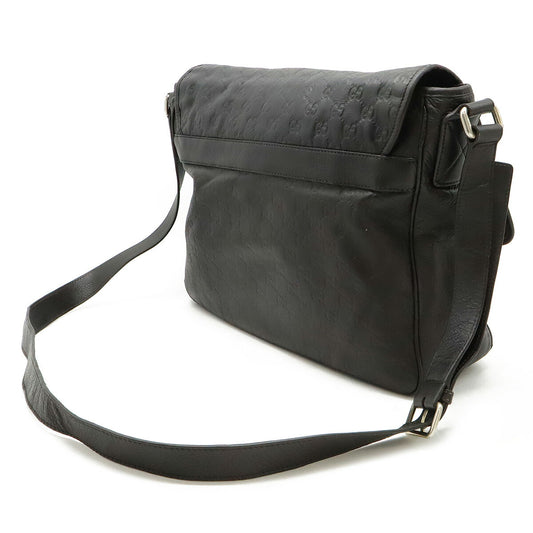 Gucci Leather Messenger Bag Dark Brown