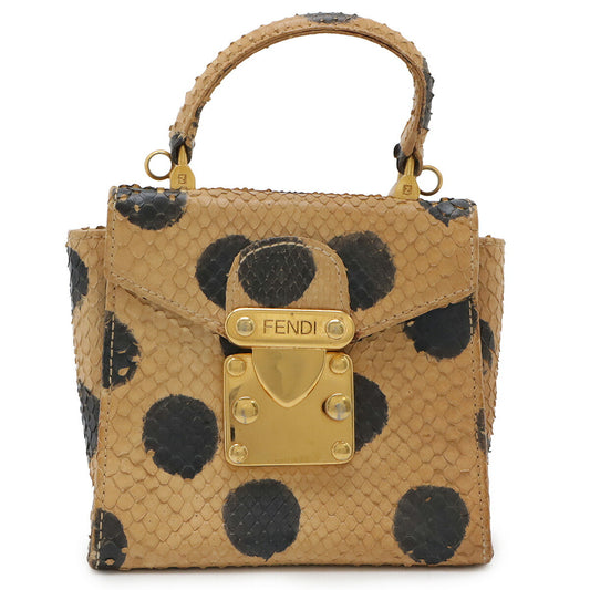 Fendi Python Handbag Beige Black Gold