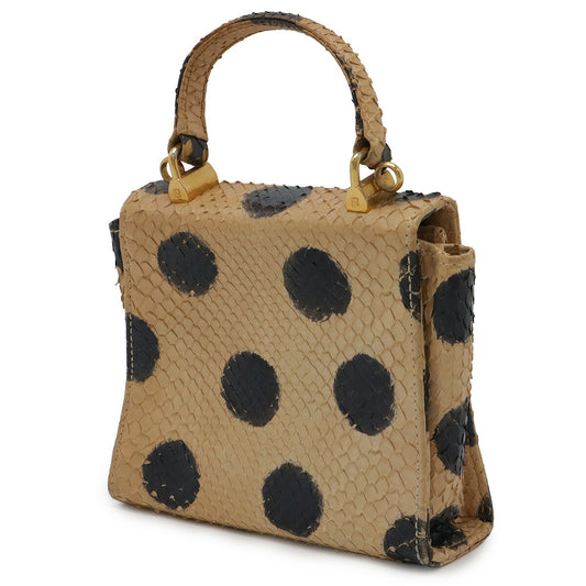 Fendi Python Handbag Beige Black Gold