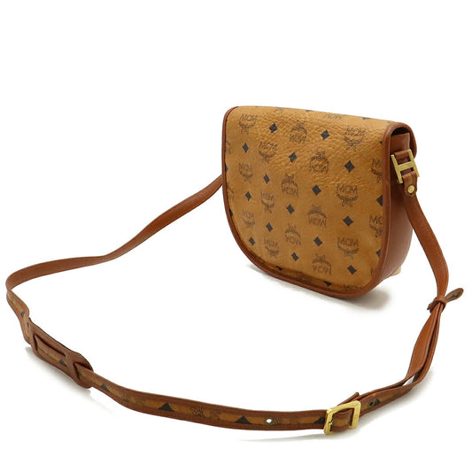 MCM Visetos Logo Shoulder Bag Cognac Brown