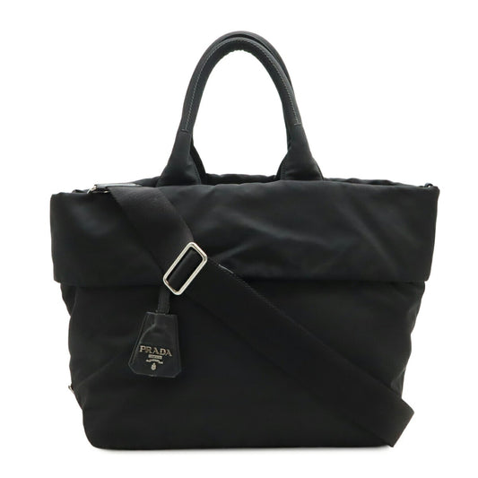 Prada Tessuto Double Tote Bag Nylon Leather