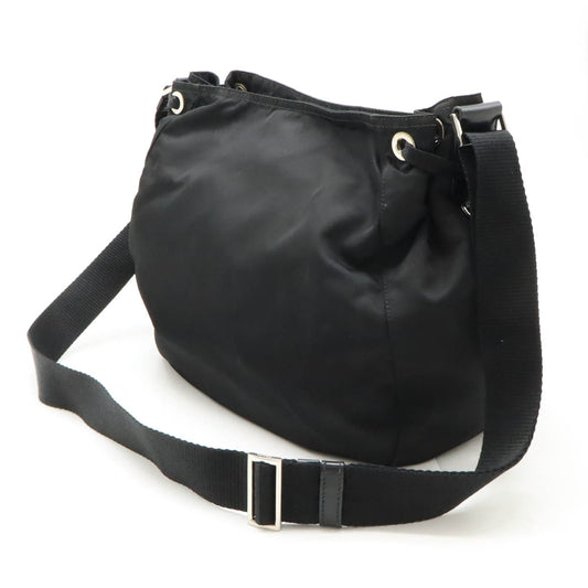 Prada Nylon Leather Triangle Logo Shoulder Bag