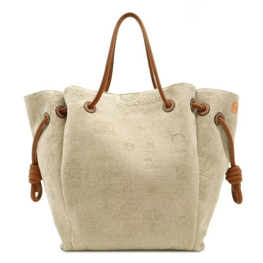 Loewe Flamenco Knot Linen Leather Tote Bag