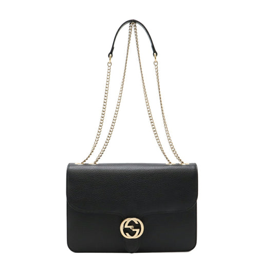 Gucci Leather Interlocking G Logo Chain Shoulder Bag