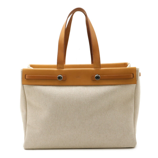 Hermes Toile Ash Leather Cabas MM Tote Bag