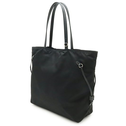 Prada Ribbon Motif Nylon Leather Tote Bag