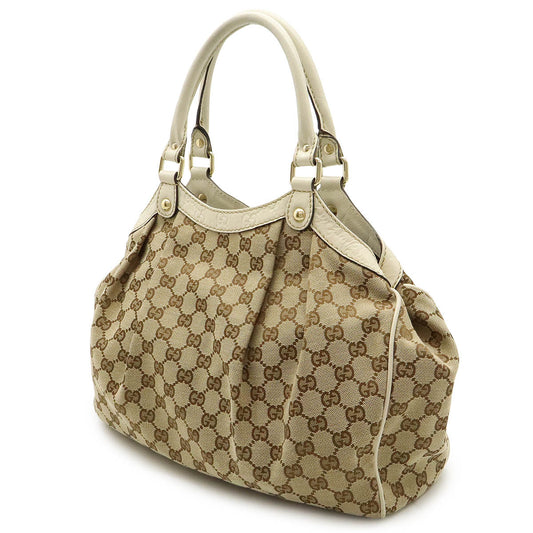 Gucci Sukey GG Canvas Leather Tote Bag