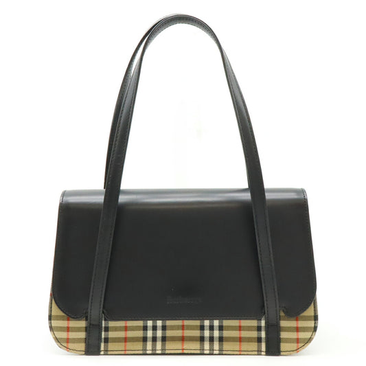 Burberry Nova Check Canvas Leather Handbag