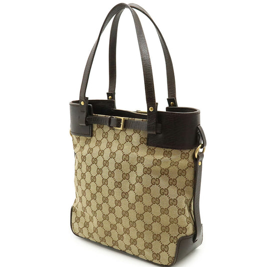 Gucci GG Canvas Leather Tote Bag 107757