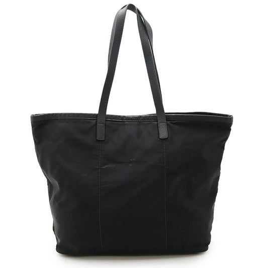 Prada Logo Jacquard Nylon Leather Tote Bag
