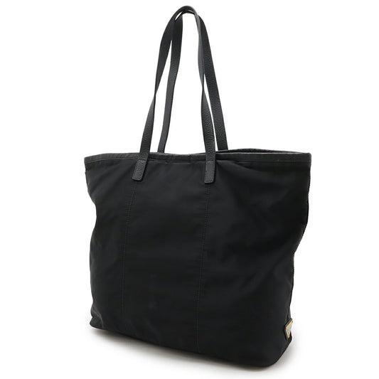 Prada Logo Jacquard Nylon Leather Tote Bag