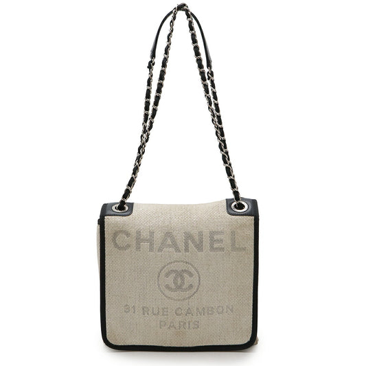 Chanel Deauville PM Raffia Leather Shoulder Bag