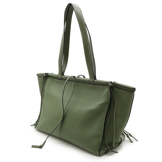 Loewe Leather Cushion Tote Bag Khaki Green