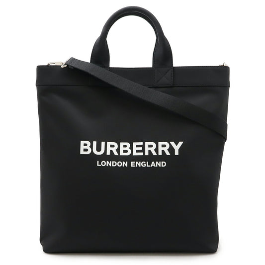 Burberry ARTIE Logo Print Nylon Leather Tote Bag