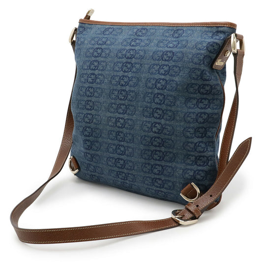 Gucci Denim Canvas Leather Shoulder Bag
