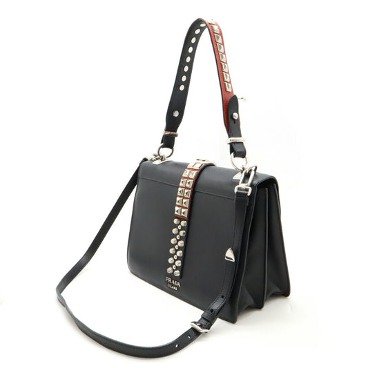 Prada Saffiano Leather Studded 2WAY Tote Bag