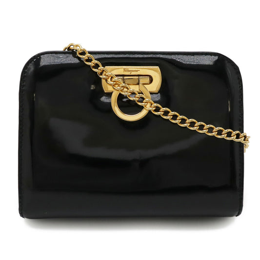Salvatore Ferragamo Patent Leather Gancini Chain Shoulder Bag