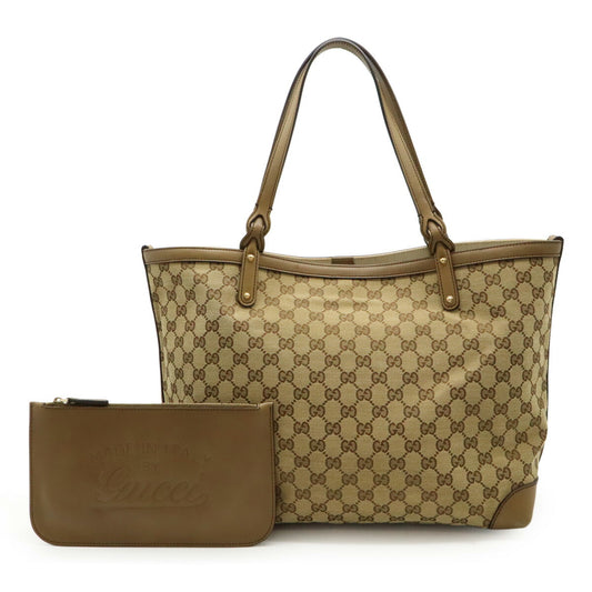 Gucci GG Canvas Leather Tote Bag