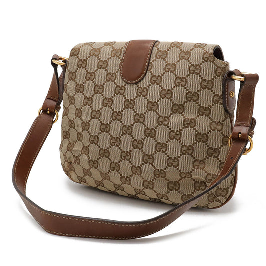 Gucci Leather Horsebit GG Canvas Shoulder Bag