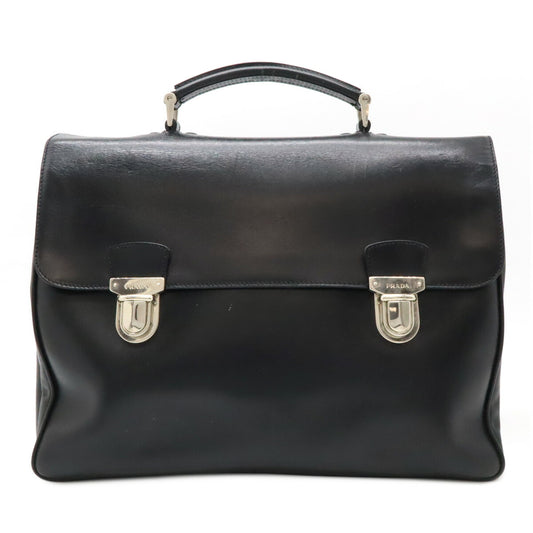 Prada Leather Business Briefcase Black