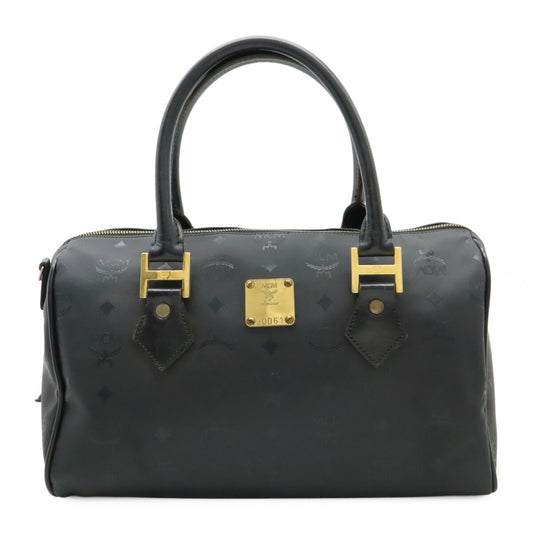 MCM Logo Handbag Mini Boston Bag PVC Leather Black