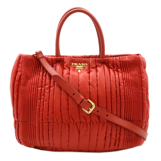 Prada Tessuto Impuntu 2WAY Nylon Leather Handbag