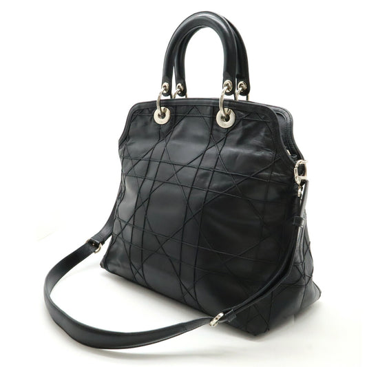 Dior Granville Cannage Leather Handbag Black