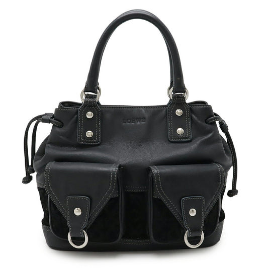 Loewe Anagram Leather Suede Handbag