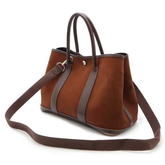 Hermes Garden Party TPM Canvas Leather Tote Bag