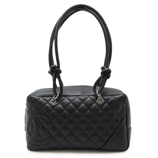 Chanel Cambon Line Bowling Bag Black Leather