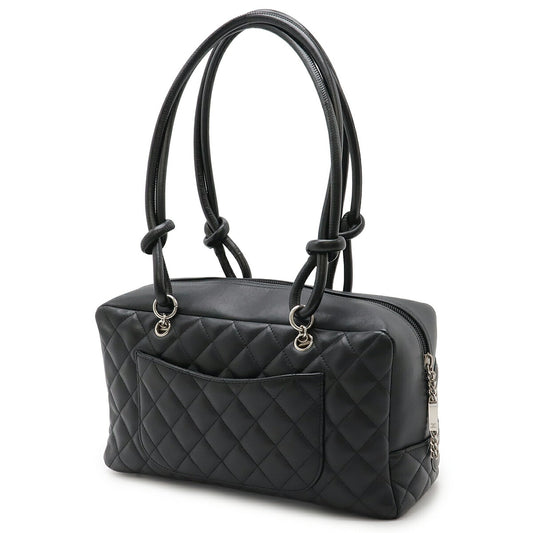 Chanel Cambon Line Bowling Bag Black Leather