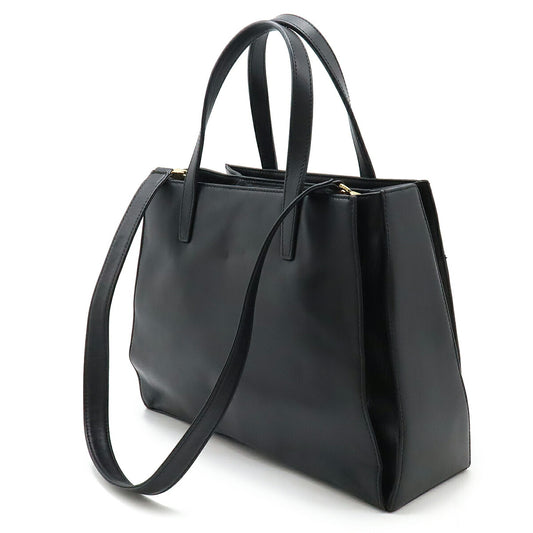 Loewe Leather Logo 2WAY Shoulder Handbag Black