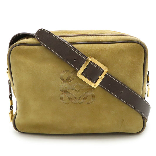 Loewe Vintage Anagram Suede Leather Shoulder Bag