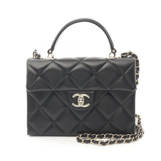 Chanel Leather Top Handle Shoulder Bag Black