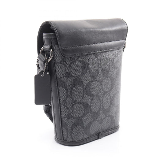 Coach Signature Shoulder Bag PVC Leather Black