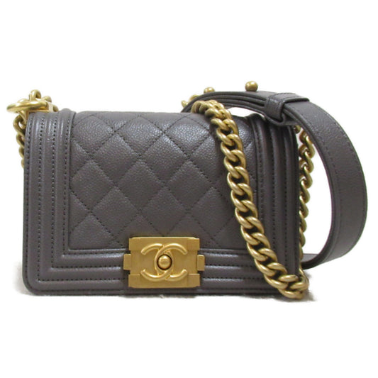 Chanel Boy Mini Chain Shoulder Bag Caviar Skin