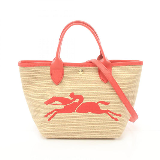 Longchamp Le Pliage Leather Straw Handbag
