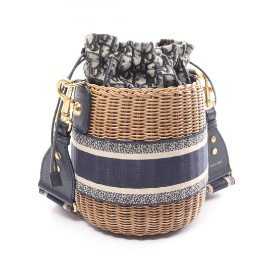 Dior Oblique Wicker Canvas Leather Shoulder Bag