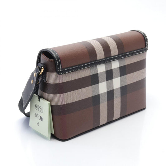 Burberry Vintage Check Shoulder Bag PVC Canvas Leather