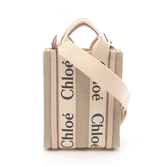 Chloe Woody Canvas Leather Mini Tote Bag