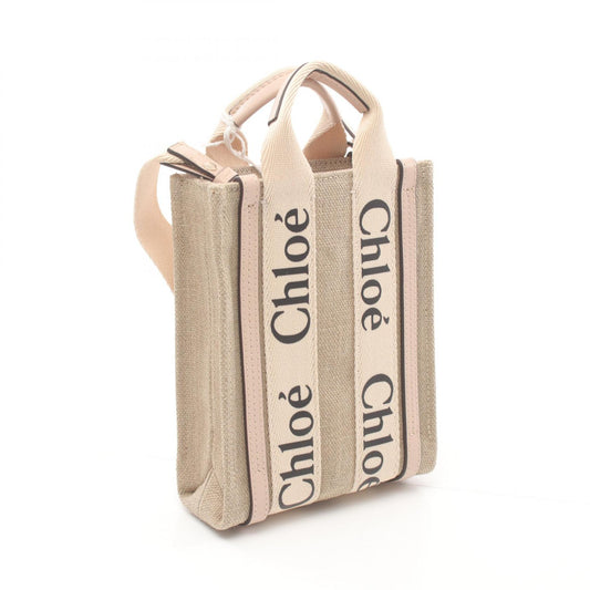 Chloe Woody Canvas Leather Mini Tote Bag
