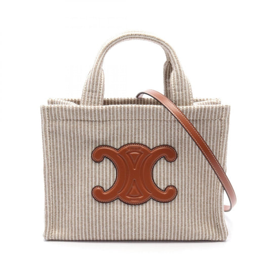 Celine Small Cabas Canvas Leather Tote Bag