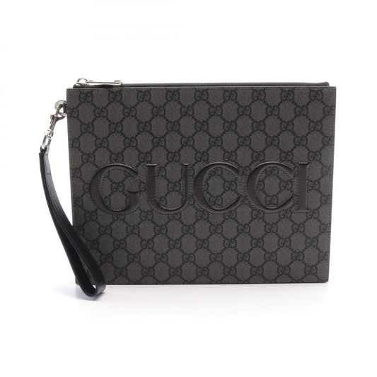 Gucci GG Supreme Clutch Bag PVC Canvas Leather