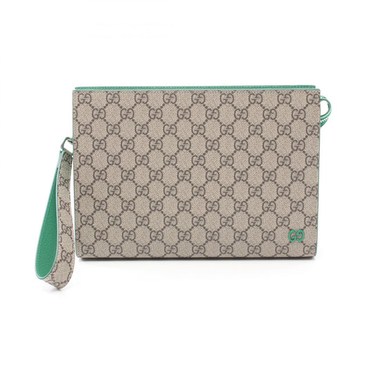 Gucci GG Supreme Clutch Bag PVC Canvas Leather