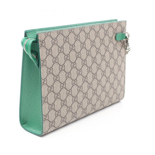 Gucci GG Supreme Clutch Bag PVC Canvas Leather