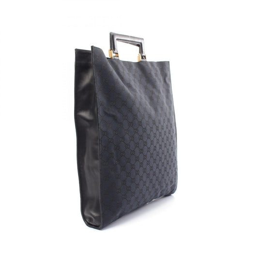 Gucci GG Canvas Leather Tote Bag Black