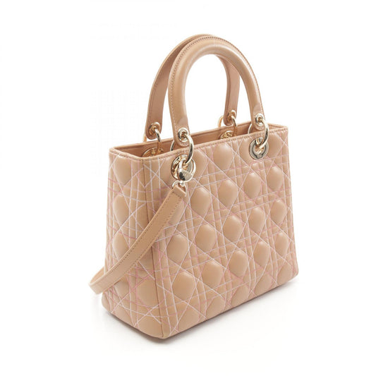 Dior Lady Dior Cannage Leather Handbag Brown
