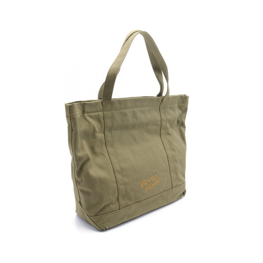 Maison Kitsune Fox Head Large Tote Bag Khaki